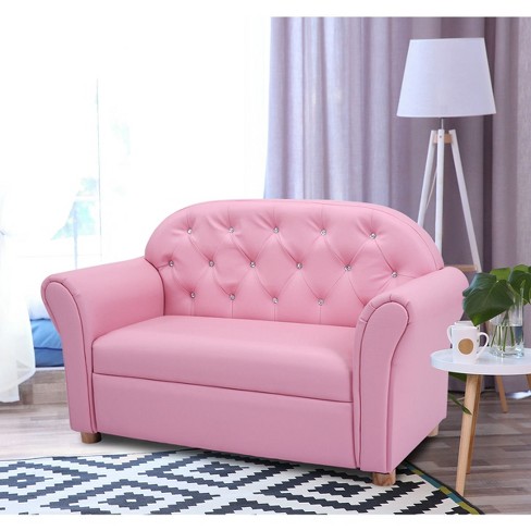 Kids pink princess chair and footrest