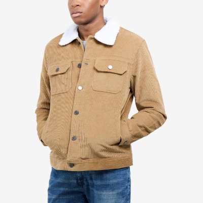 Мужские куртки X RAY Men's Faux Shearling Lined Collar Corduroy Jacket in Khaki Size XL — фото 4
