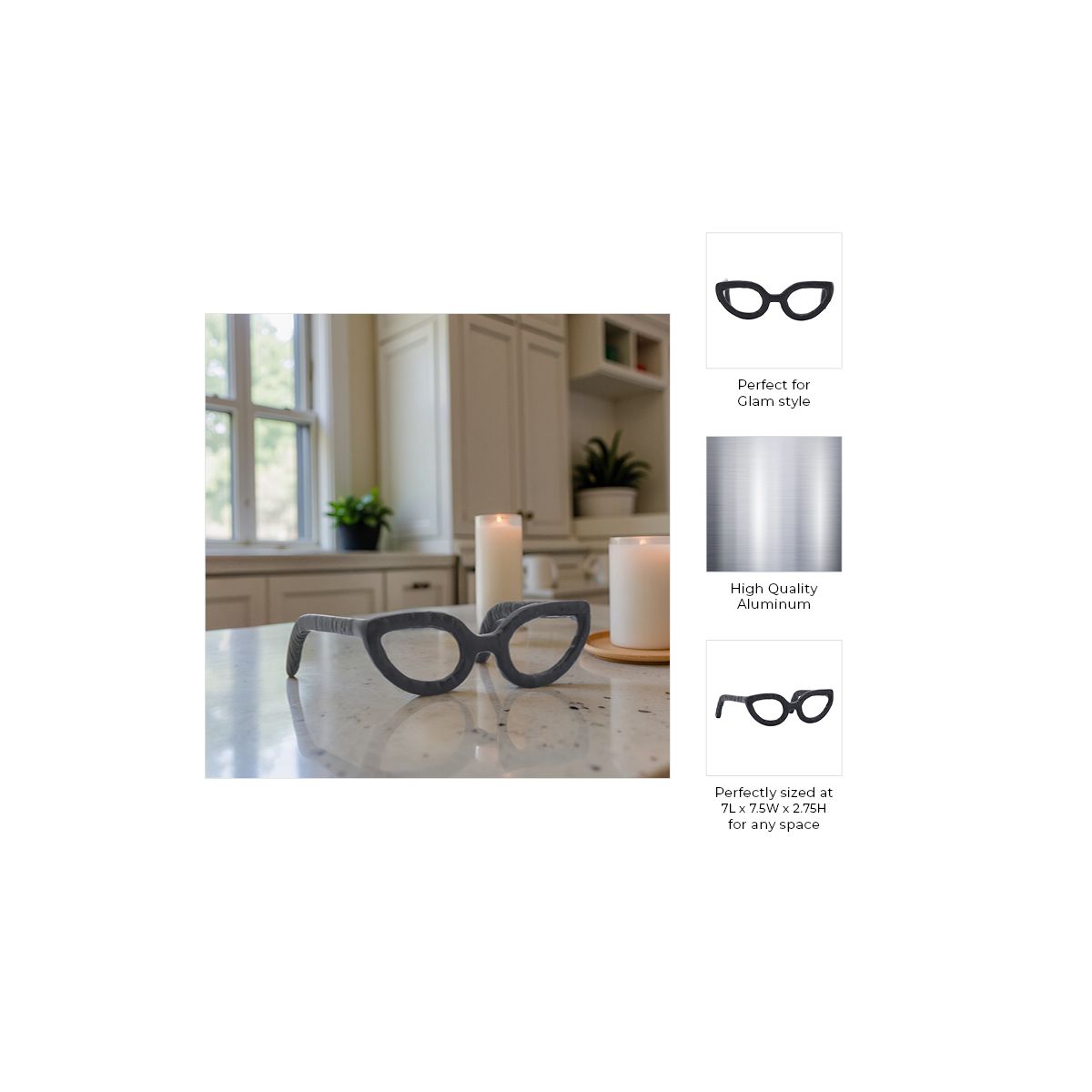 Sagebrook Home Abstract Glasses Aluminum Sculpture Decoration - thumbnail 5