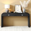 Mshliw 60 Inch Burl Veneer Console Table with 2 Drawers and Zinc Handles, Dining Table, Rectangular Entryway Table for Living Room or Hallway - 2 of 4