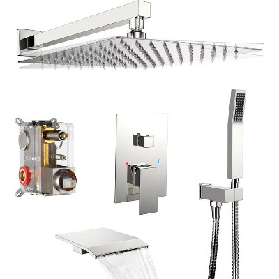 Qomolangma 16.22 inch Rain Shower System with Tub Spout Brushed Nickel