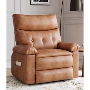 GOCAPTAIN Oversized Rocker Recliner for Adults, Rocking Chair with 1.5X Sponge Comfort Arm and Back, Side Pockets, PU Leather Manual Recliner Chair - 1 of 4