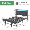 AMERLIFE LED Bed Frame with Foldable Ottoman, Charging Station, Velvet Upholstered Headboard - 2 of 3