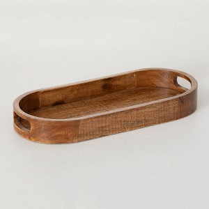 Sullivans 18" Oval Wooden Serving Tray - 1 of 3
