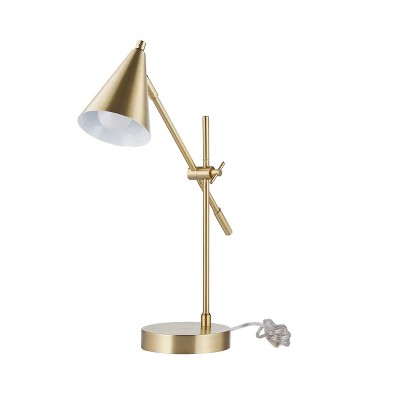 Gold Adjustable Balance Arm Desk Lamp with Cone Shade
