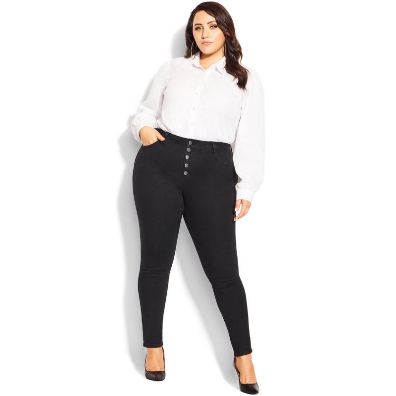 Women's Plus Size Harley Classic Skinny Jean - black | CITY CHIC, 1 of 7