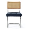 Set of 2 Kylie 20.5" Wider Flannel Upholstered Tufted Seat With Metal Chrome Legs and Woven Rattan Backrest Dining Chairs - Maison Boucle - 4 of 4