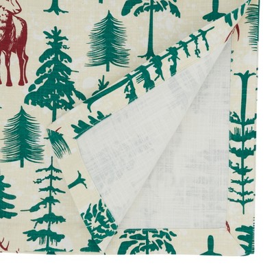 Christmas Deer and Trees Cotton Table Runner