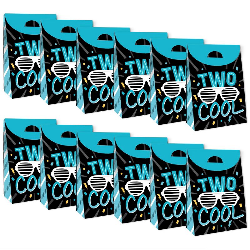 Big Dot of Happiness Two Cool - Boy - Blue 2nd Birthday Party Gift Favor Bags - Party Goodie Boxes - Set of 12, 5 of 9