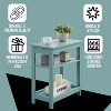 Kings Brand Furniture - Slim Wood Side End Table with Storage Shelves & Pull-Out Tray, Nightstand for Bedroom, Living Room - 4 of 4