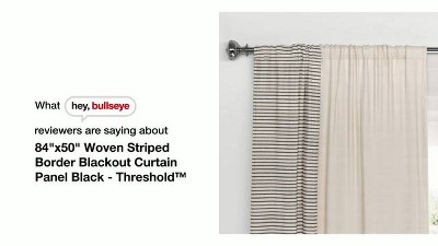 84" Black and Off-White Striped Blackout Polyester Curtain Panel