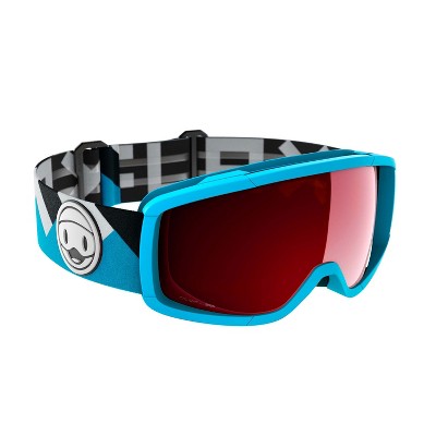 Flaxta FX809003100ONE Candy Junior Kids' Ski Snowboard Winter Sports Goggles with Anti-Fog and Ant-Scratch Lenses, Blue with Red Lenses