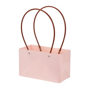 Unique Bargains 11x22x13.5cm Flower Bouquet Packaging Bag Paper Gift Bag for Party Favor Black 5 Pcs - 1 of 4