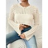 Coolmee Women's Crochet Crop Top Sexy Long Sleeve See Through Hollow Out Short Knitwear - 3 of 3