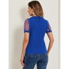 INSPIRE CHIC Women's Vintage Peter Pan Collar Puff Polka Dots Mesh Short Sleeve Blouse - 4 of 4