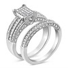 Silver 3/4 Cttw Prong Set Round Diamond Composite Engagement Ring and Band Set - 2 of 4