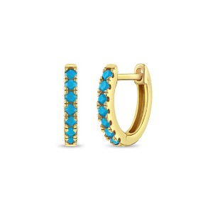 Girls' Small Turquoise Huggie Hoop Yellow Gold Flashed Sterling Silver Earrings - In Season Jewelry - 1 of 1