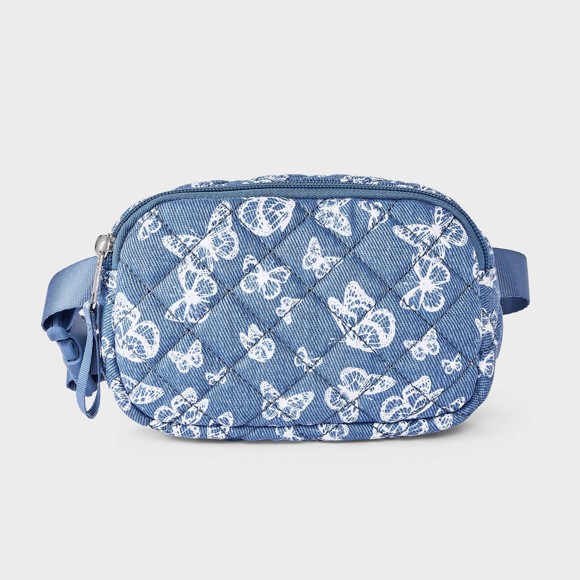 Girls' Quilted Butterfly Fanny Pack - Cat & Jack™ Blue/White