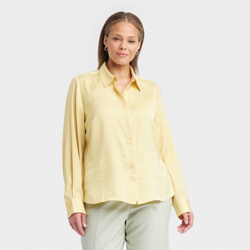 Women's Slim Fit Drape Wrap T-shirt - A New Day™ Yellow 3x : Target