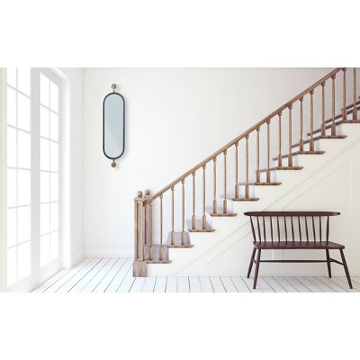 Small Oval Black and Gold Metal Framed Decorative Mirror