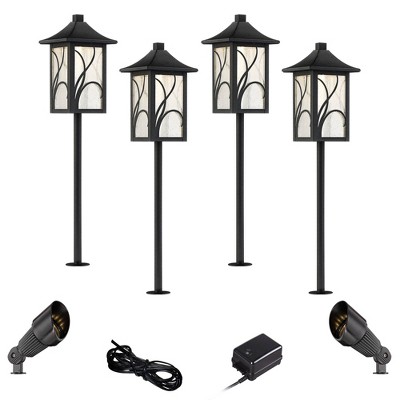 John Timberland Sleator Textured Black 8-Piece LED Path and Spot Light Set