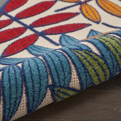 Aloha Multicolor Floral Leaf 2'3" x 10' Synthetic Outdoor Runner