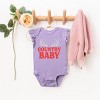 Country Baby Antlers Puff Print  - Baby Flutter Sleeve Bodysuit - 2 of 4