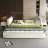 AENKYO King Size Platform Bed Frame with Movable Chenille Upholstered Headboard, Metal+Solid Wooden Slat Double Support - 3 of 4