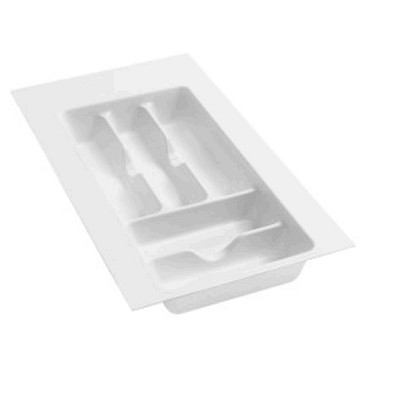 Rev-A-Shelf GCT-1W-52 Short Trim-to-Fit Glossy Plastic Cutlery 5 Compartment Tray Insert Utensil Organizer for Kitchen Cabinet Drawers, White