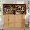 Spassway Natural Wood Modular Storage Cabinets Farmhouse Sideboard with Adjustable Shelf Coffee Bar Cabinet Storage Cabinet for Living Room Kitchen - 2 of 4