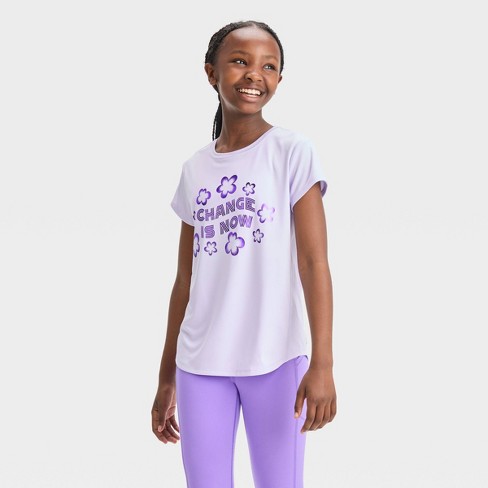 Girls' Soft Ribbed T-shirt - All In Motion™ Purple Xl : Target