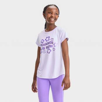 Girls' Short Sleeve 'Change Is Now' Graphic T-Shirt - All in Motion™ Lilac Purple