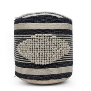 Lucknow Boho Handcrafted Fabric Cylinder Pouf - Christopher Knight Home - 1 of 4