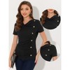 INSPIRE CHIC Women's Cowl Neck Short Sleeve Button Decor Ruched Front Casual  Basic T-shirt - 2 of 4