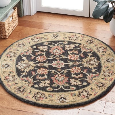 Hand-Tufted Charcoal and Gold Wool Round Area Rug, 8'