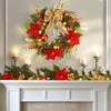 24 In Christmas Wreaths for Front Door,Prelit Wreath with LED Lights Pine Cones Ball Ornaments for Fireplace Mantle Indoor Outdoor Xmas Decor - 2 of 4