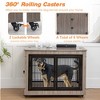 43" Heavy Duty Dog Crate, Wooden Dog Crate With Metal Frame, Flip-up Opening, 2 Lockable Wheels, Front And Side Doors - 3 of 4
