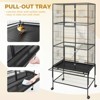 69 Inch Large Standing Bird Cage, Wrought Iron Parrot Cage with Perches & Wheels, Metal Flight Bird Cage for Parakeet Cockatiel Lovebird Pigeons - 3 of 4