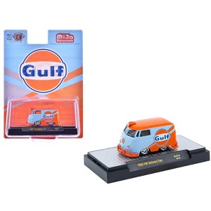 1960 Volkswagen Delivery Van "Gulf Oil" Light Blue and Orange Limited Edition 1/64 Diecast Model Cars by M2 Machines - 1 of 3