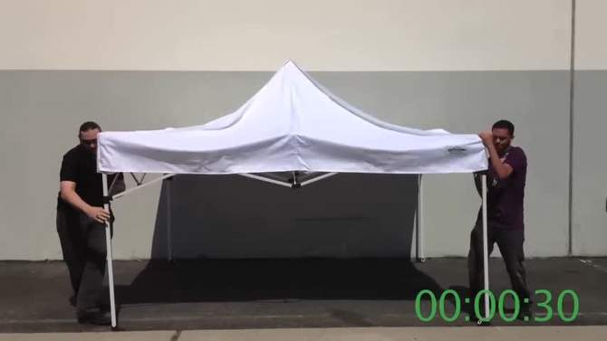 Caravan Canopy Domain 10 x 20' Outdoor Steel Straight Leg Instant Pop-Up Canopy Tent Set with Foot Carport Tent Sidewalls, Black, 2 of 8, play video