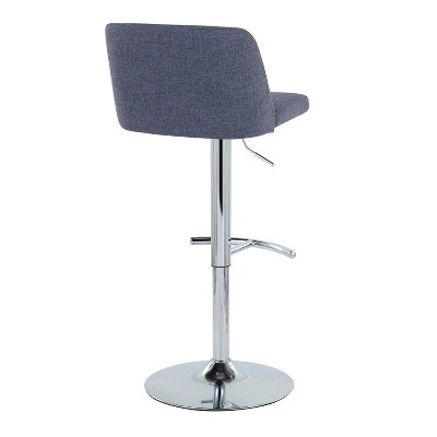 Blue Adjustable Swivel Barstool with Metal Frame