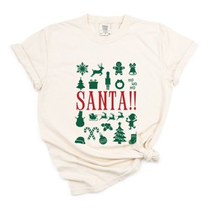 Santa Christmas Icons - Womens Garment Dyed Tee - 1 of 4