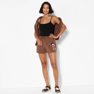 Women's Mickey Mouse Graphic Pull-On Shorts - Dark Brown