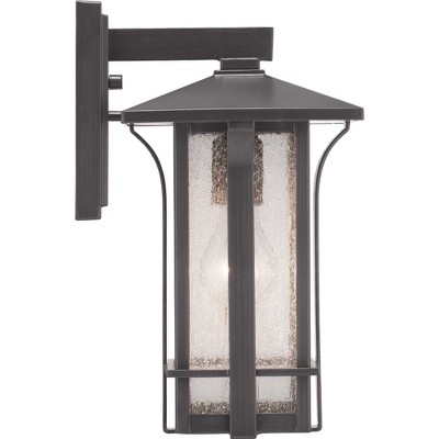 Antique Bronze Outdoor Wall Lantern with Seeded Glass Shade