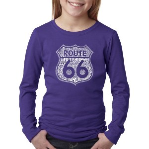 LA Pop Art Girl's Word Art Long Sleeve - Route 66 - Life is a Highway - 1 of 4