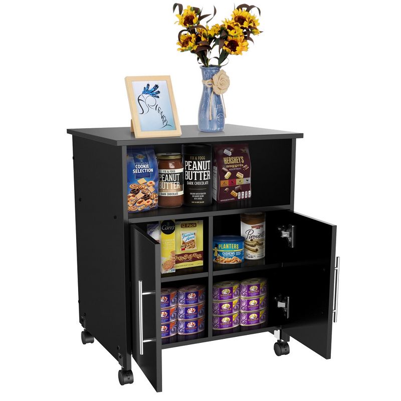 Yaheetech Mobile Office Desk Cabinet Home Rolling Shelf Cart Storage Cupboard, 4 of 7