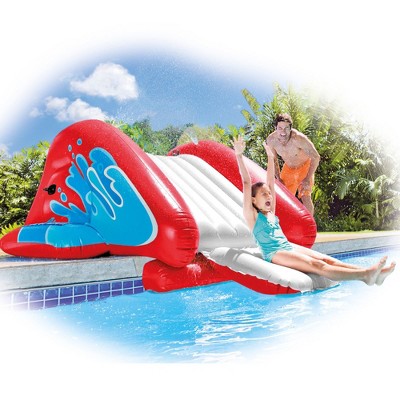 Intex Kool Splash Pool Water Slide w/ Sprayer and Swimline Pool Basketball Hoop