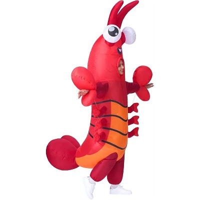 Joyfy Adults Halloween Inflatable Costumes Suit, Lobster Blow-up Full Body Costumes Featured Huge Pliers for Cosplay Party (65-71inches）
