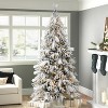 LuxenHome 7.5Ft Pre-Lit Flocked Slender Artificial Christmas Tree Green - 4 of 4