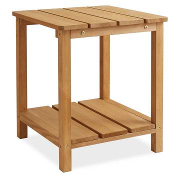 Casafield Adirondack Side Table, Cedar Wood Outdoor End Table with Shelf for Patio, Deck, Lawn, and Garden